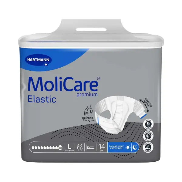 MoliCare Elastic packaging by Hartmann on a white background