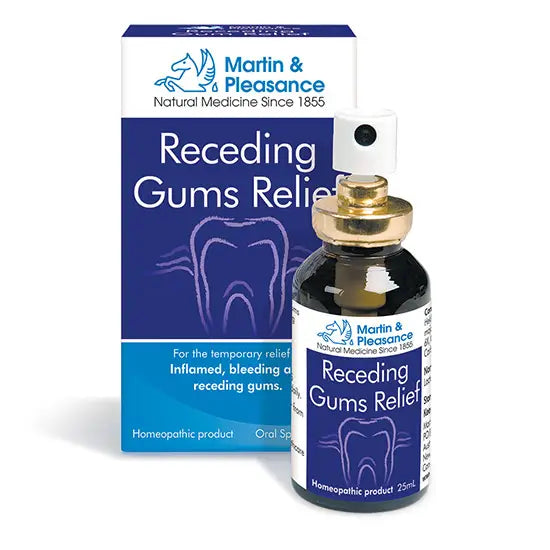 Martin & Pleasance Receding Gums Relief product packaging on a white background