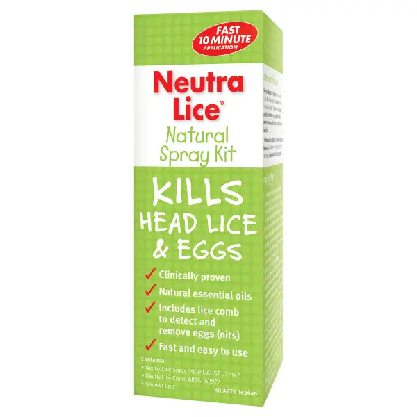 Neutra Lice Natural Spray Kit packaging on a white background