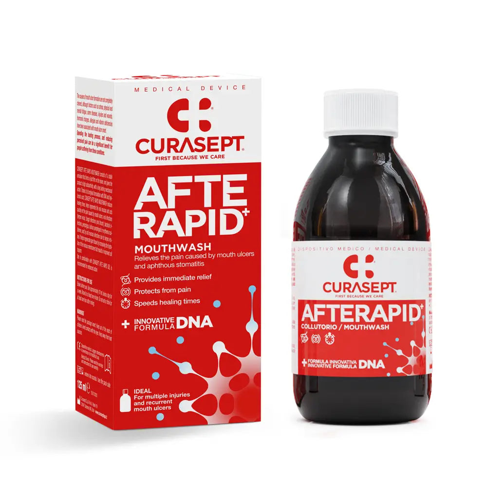 Curasept After Rapid mouthwash bottle and packaging on a white background