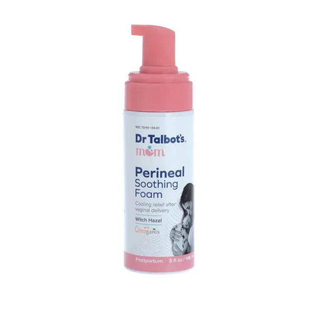 Dr. Talbot's Perineal Soothing Foam bottle with pink pump on a white background