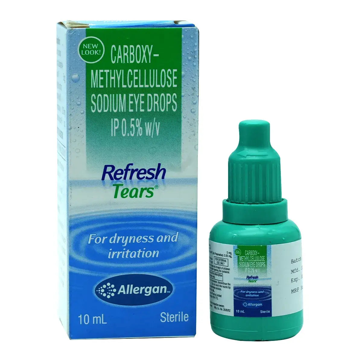 Refresh Tears eye drop bottle and packaging on a white background