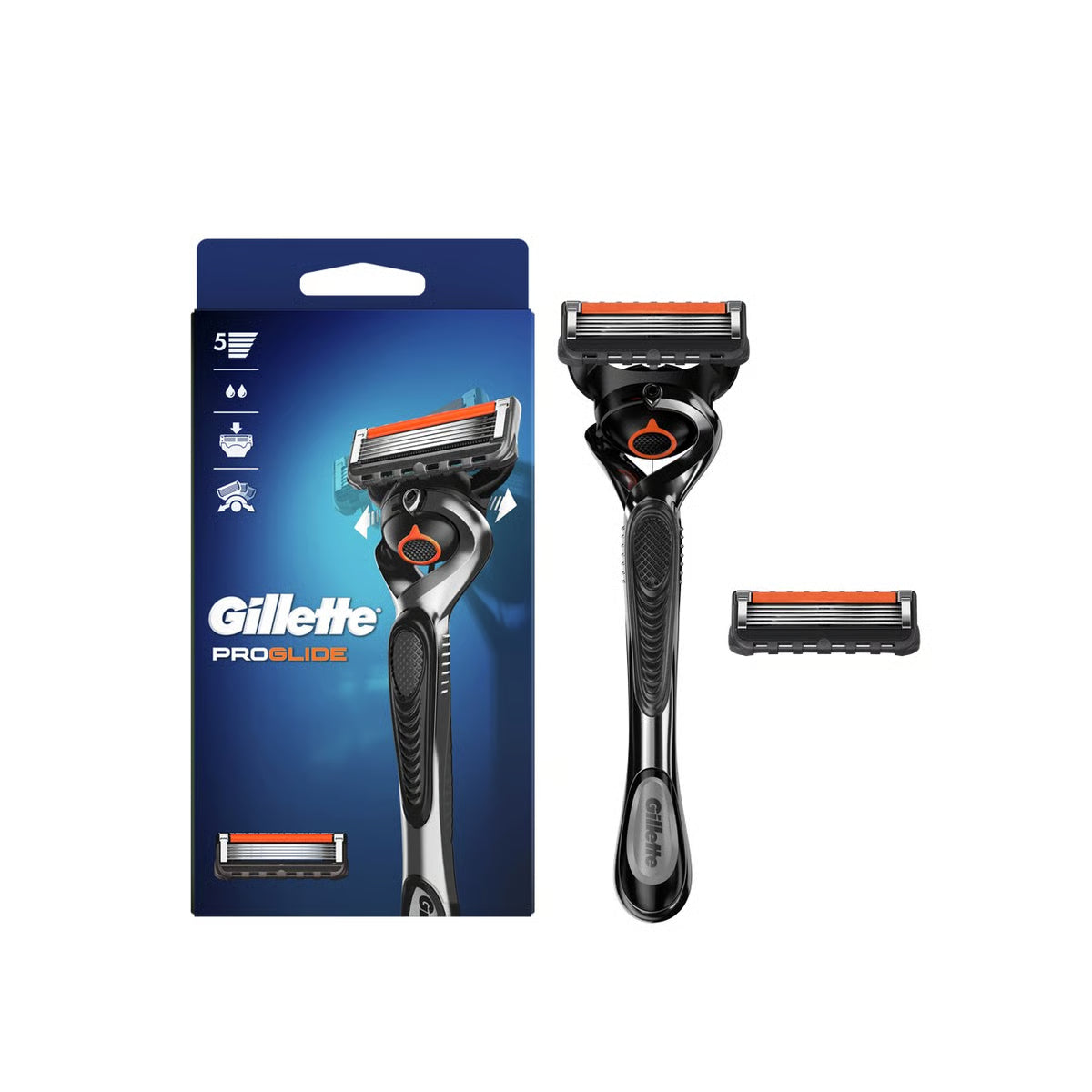 Gillette ProGlide razor and packaging on a white background