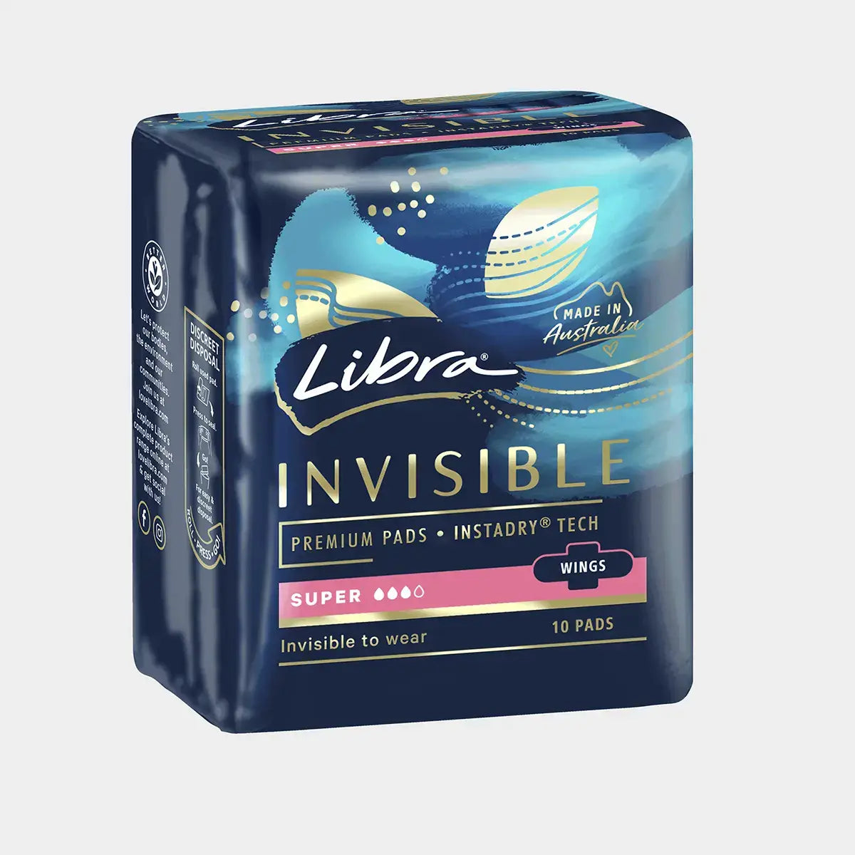 Libra Invisible premium pads packaging on a white background